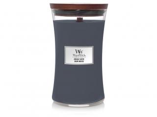 WoodWick – vonná svíčka Indigo Suede (Modrý semiš), 609 g
