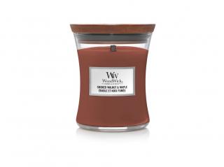 WoodWick – vonná svíčka Smoked Walnut & Maple (Pečené vlašské ořechy a javorový sirup), 275 g