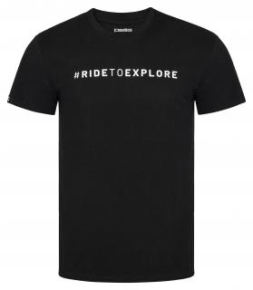 Tričko PELLS Journey s logem #RIDETOEXPLORE Black Velikost: M