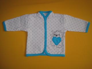 Bavlněný kojenecký kabátek s výšivkou Barva: tyrkysově modrá, Velikost: 56