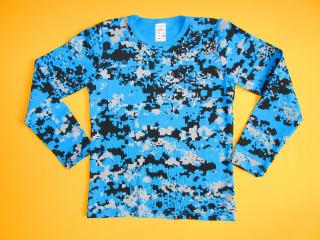 Chlapecké tričko dlouhý rukáv celopotisk 2 Barva: tyrkysově modrá, Velikost: 128