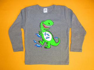 Chlapecké tričko dlouhý rukáv Dinosaurus 1 Barva: šedá, Velikost: 104