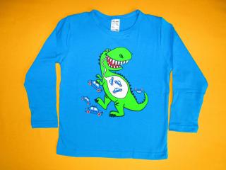Chlapecké tričko dlouhý rukáv Dinosaurus 1 Barva: tyrkysově modrá, Velikost: 104
