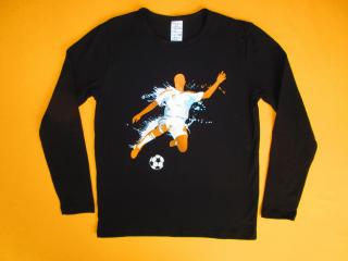 Chlapecké tričko dlouhý rukáv fotbalista 2 Barva: černá, Velikost: 134