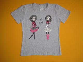 Dívčí tričko Cute girl, krátký rukáv - vel. 116 Barva: šedá, Velikost: 116