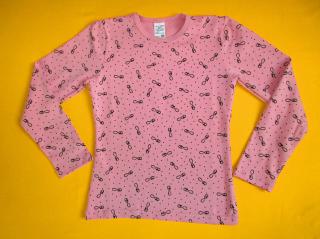 Dívčí tričko dlouhý rukáv celopotisk 2 Barva: starorůžová, Velikost: 140