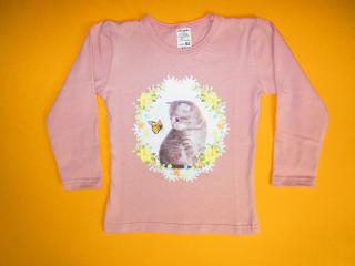 Dívčí tričko dlouhý rukáv Kočička 1 Barva: starorůžová, Velikost: 110