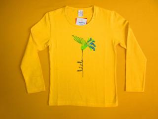 Dívčí tričko dlouhý rukáv Ptáček Barva: žlutá, Velikost: 128