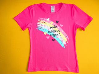 Dívčí tričko krátký rukáv Duha Barva: růžová, Velikost: 128