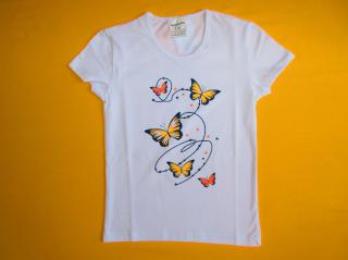 Dívčí tričko krátký rukáv Motýlci Barva: bílá, Velikost: 134