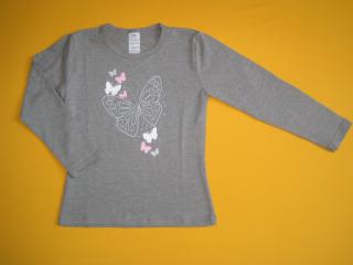 Dívčí tričko Motýl, dlouhý rukáv 1 Barva: šedá, Velikost: 116