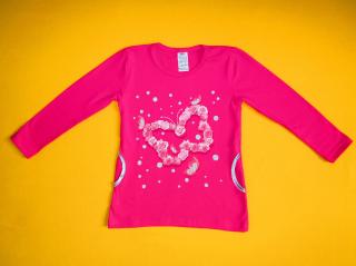 Dívčí tričko - tunika dlouhý rukáv Květinový motýl 1 Barva: růžová, Velikost: 116