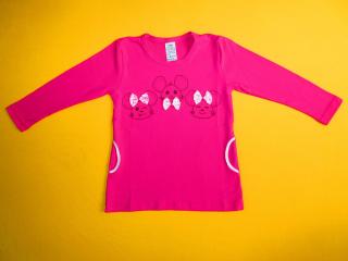 Dívčí tričko - tunika s dlouhým rukávem Myšky Barva: růžová, Velikost: 86