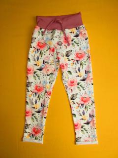 Dívčí volnočasové kalhoty fototisk 1 Barva: starorůžová+smetanová, Velikost: 116