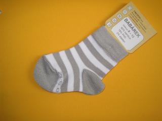 Kojenecké bambusové ponožky Babárek Barva: šedá+bílá, Velikost: 9-12 (0-4 měsíce)