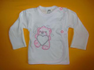 Košilka do porodnice s rukavičkou barevná výšivka Barva: bílá+růžová, Velikost: 56