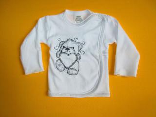 Košilka do porodnice s rukavičkou barevná výšivka Barva: bílá+šedá, Velikost: 56