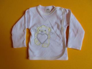 Košilka do porodnice s rukavičkou barevná výšivka Barva: bílá+žlutá, Velikost: 62