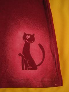 Leginy do zvonu 2 Barva: vínově červená, Varianta: Motiv kočka, Velikost: 140