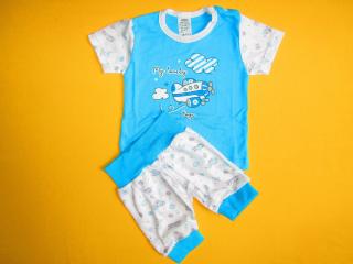 Letní kojenecká dvoudílná souprava tričko+kraťasy Barva: tyrkysová + bílá, Velikost: 68