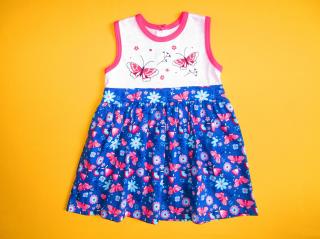 Letní šaty bez rukávů Motýlci Barva: růžová + modrá, Velikost: 110