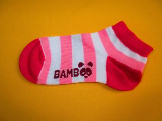 Nízké bambusové ponožky Kubík Barva: růžová+bílá, Velikost: 19-21 (29-32)