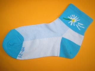 Ponožky Kytka Barva: světlemodrá, Velikost: 20-21