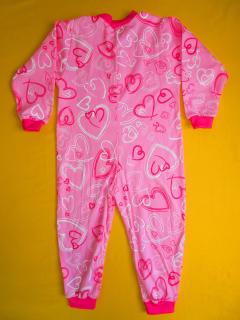 Pyžamový overal s nohavicemi do manžety - velikost 98 Barva: růžová, Velikost: 98