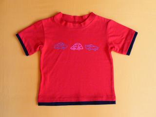 Tričko krátký rukáv bavlna+bambus potisk Barva: červená, Varianta: Motiv auta, Velikost: 104