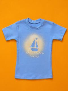 Tričko s obrázkem, kr. rukáv Barva: světlemodrá, Varianta: Motiv loďka, Velikost: 74