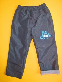 Zateplené šusťákové kalhoty s potiskem hladký šusťák 1 Barva: antracitová+světlešedá, Velikost: 104