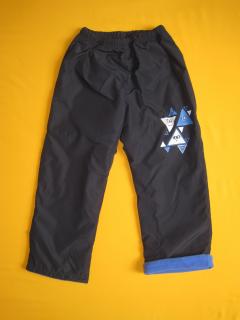 Zateplené šusťákové kalhoty s potiskem hladký šusťák 1 Barva: tmavěmodrá, Velikost: 92