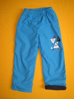 Zateplené šusťákové kalhoty s potiskem hladký šusťák 2 Barva: tyrkysově modrá, Velikost: 134