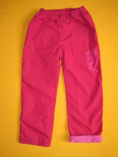 Zateplené šusťákové kalhoty s potiskem hladký šusťák 2 Barva: vínově červená, Velikost: 128