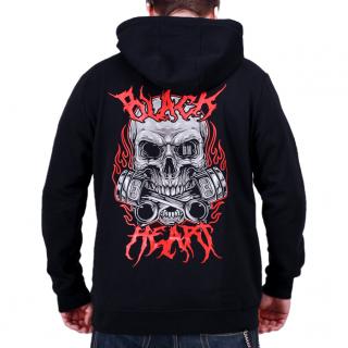 BASIC Mikina BLACK HEART METAL HEAD HOODIE Barva: Černá, Velikost: 3Xl