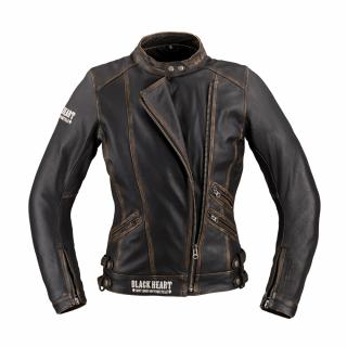 Dámská kožená moto bunda W-TEC Black Heart Lizza - vintage hnědá Barva: Černá, Velikost: L