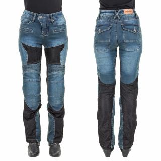 Dámské moto jeansy W-TEC Bolftyna - modro-černá Barva: Modrá, Velikost: XL