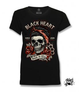 Dámské Tričko BLACK HEART JENY SKULL Barva: Černá, Velikost: S