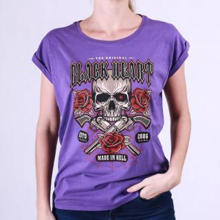 Dámské Triko BLACK HEART GUN ROSE EXT Barva: Fialová, Velikost: XL