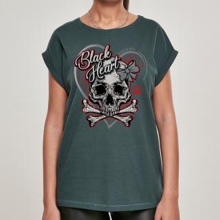 Dámské Triko BLACK HEART RIBON SKULL EXT Barva: Zelená, Velikost: XL