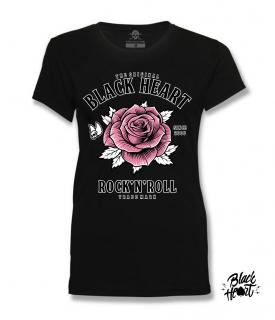 Dámské Triko BLACK HEART ROCK N ROLL ROSE Barva: Černá, Velikost: S