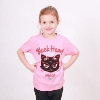 Dětské Triko BLACK HEART BAD CAT PINK Barva: Růžová, Velikost: 5-6-R