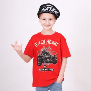 Dětské Triko BLACK HEART MOTORCYCLE RED Barva: Červená, Velikost: 7-8-R