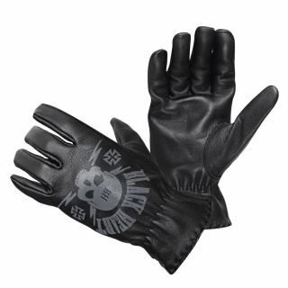 Kožené moto rukavice Black Heart Skull Gloves - černá Barva: Černá, Velikost: L