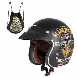 Moto přilba W-TEC Kustom Black Heart - Ride Culture Barva: Černá, Velikost: S