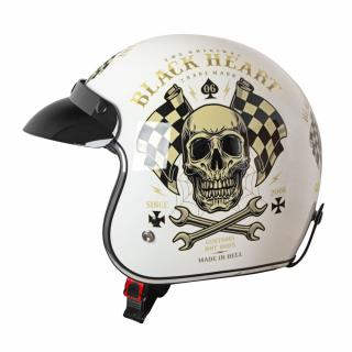 Moto přilba W-TEC Kustom Black Heart - Starter, bílá lesk Barva: Bílá, Velikost: L