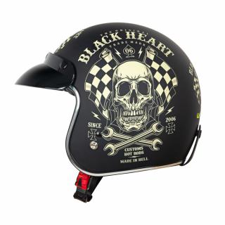 Moto přilba W-TEC Kustom Black Heart - Starter, matně černá Barva: Černá, Velikost: XL