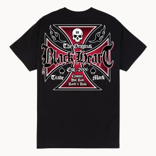 Motorkářské Triko BLACK HEART CROSS Barva: Černá, Velikost: 3Xl