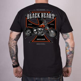 Motorkářské Triko BLACK HEART MOTORCYCLE CROSS Barva: Černá, Velikost: L