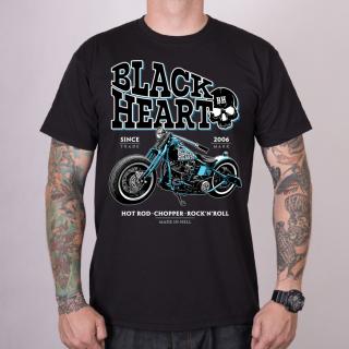 Pánské MOTORKÁŘSKÉ tričko BLACK HEART BLUE BOBBER Barva: Černá, Velikost: 3Xl